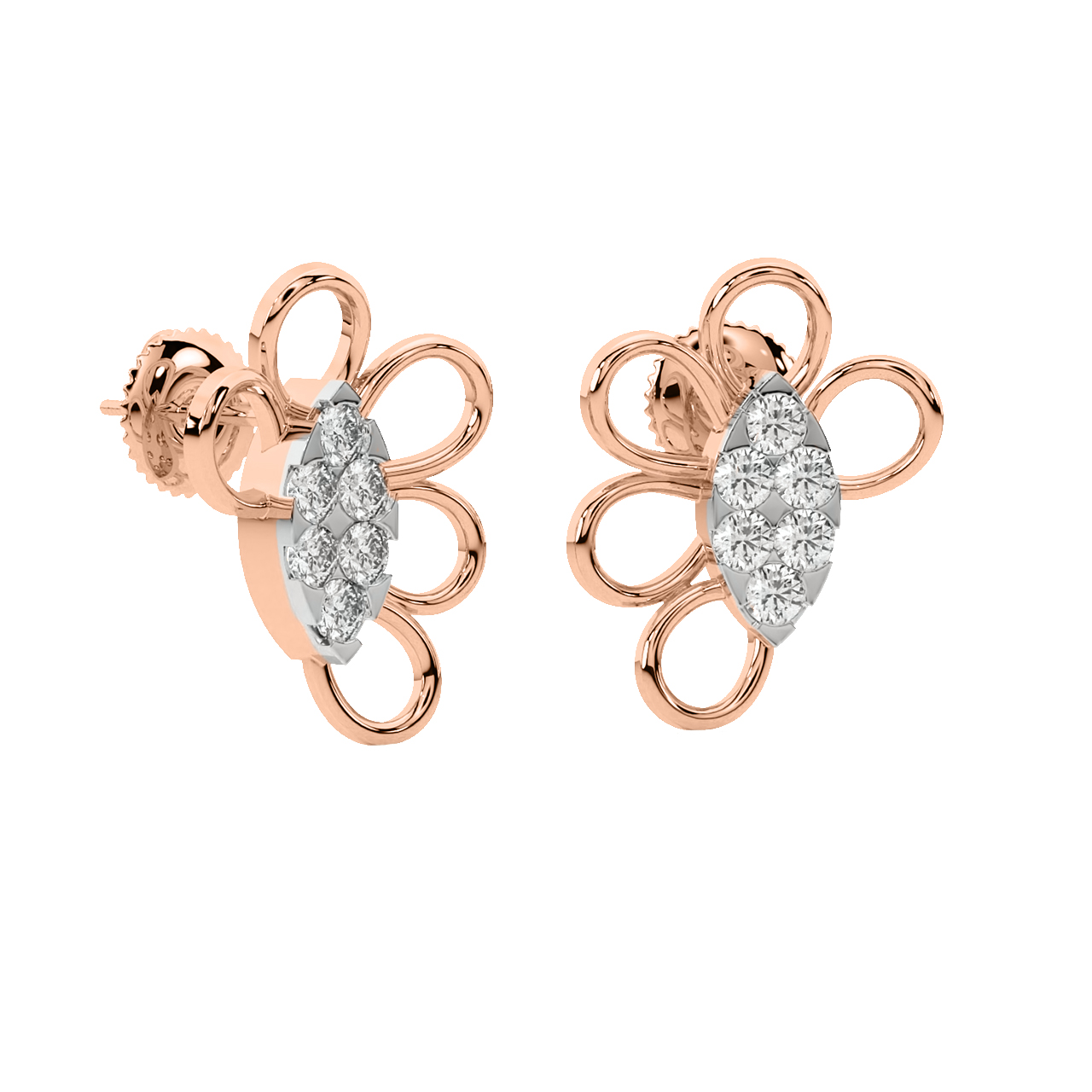 Vivian Round Diamond Stud Earrings